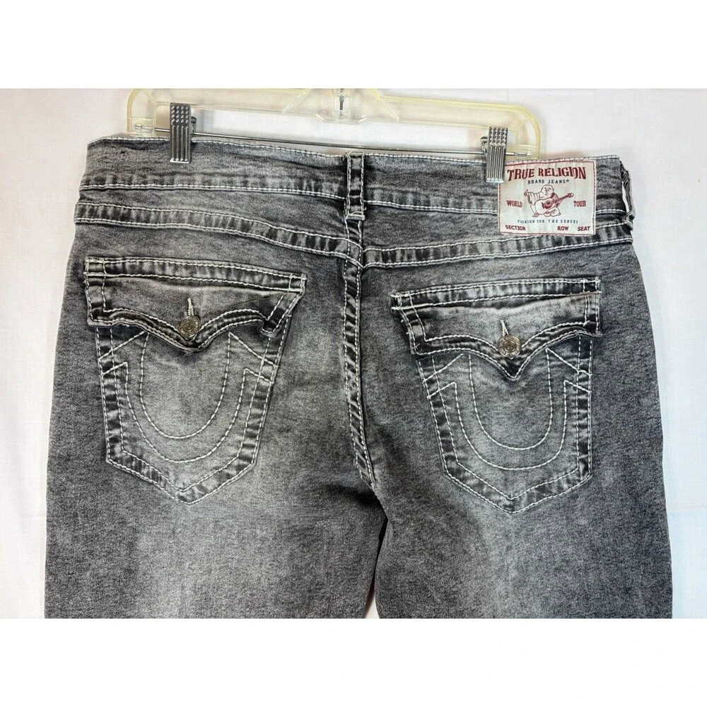True Religion Jeans Ricky Big T Relaxed Straight Black Flap Pocket Men’s 36x32